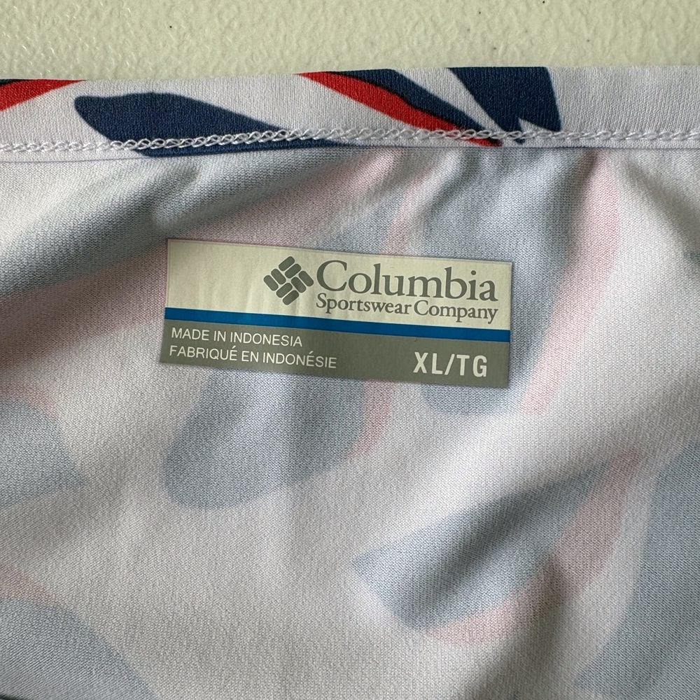 Columbia XL Sleeveless Red White Blue Tank Open Middle Back Summer Picnic USA - Picture 3 of 16
